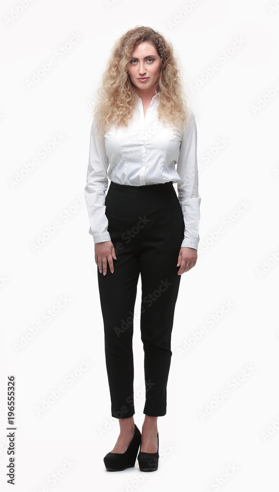 in full growth. a young woman assistant in full growth. a young woman assistant