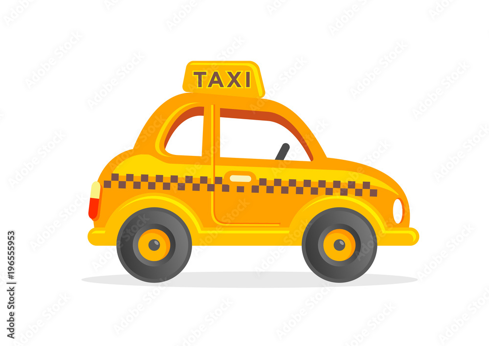 Toy taxi yellow cab car cartoon illustration