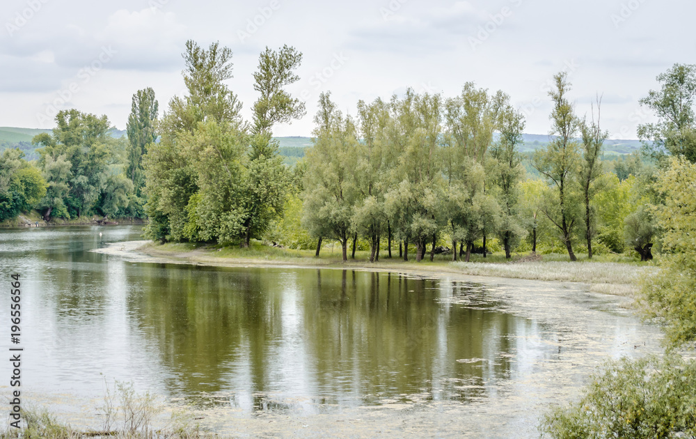 Panorama of the lake near the town of Novi Sad 