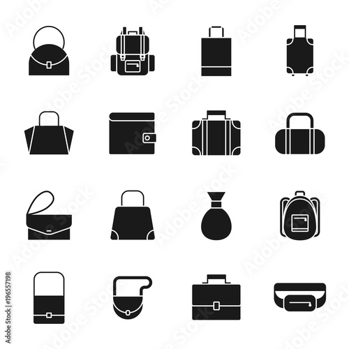 Bags silhouettes icons set