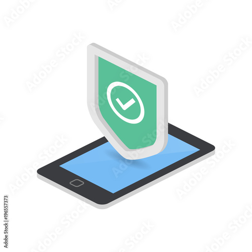 Mobile security isometric icon