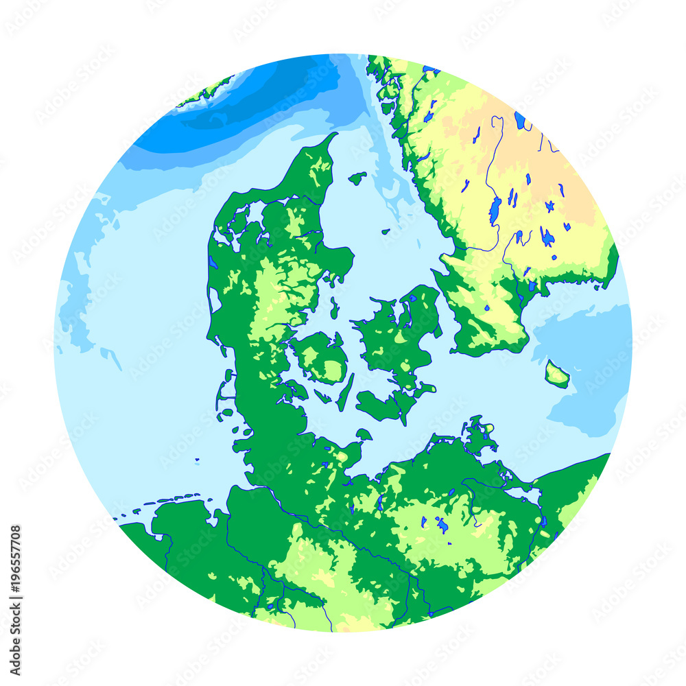 Denmark Physical Circle Map Stock Vector Adobe Stock 1000 F 196557708 CF8st6Hwm0AbO1LtJV3rkZ0q4M4oMZSo 