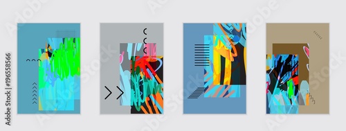 Set of artistic abstract universal card templates
