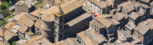 Aerial image of the old part of Capranica town in Province of Viterbo