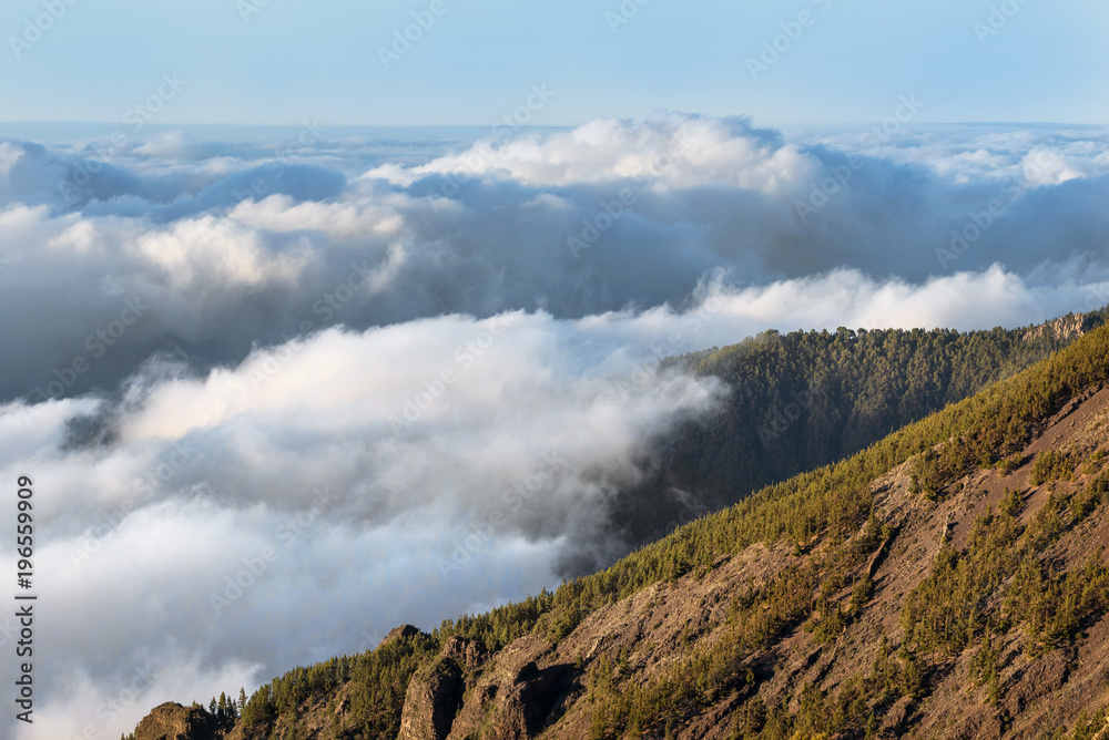Sea of clouds in volcanic landscape of Teide national park, Tenerife, Canary islands, Spain. Sea of clouds in volcanic landscape of Teide national park, Tenerife, Canary islands, Spain.