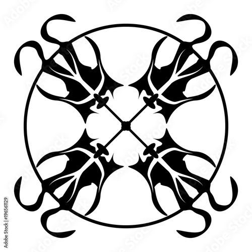 Tile with monochrome monogram pattern. Vector graphics