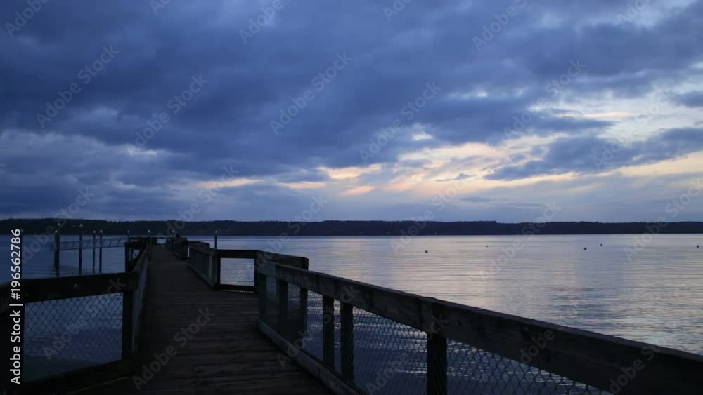 from pier to forest at sunset