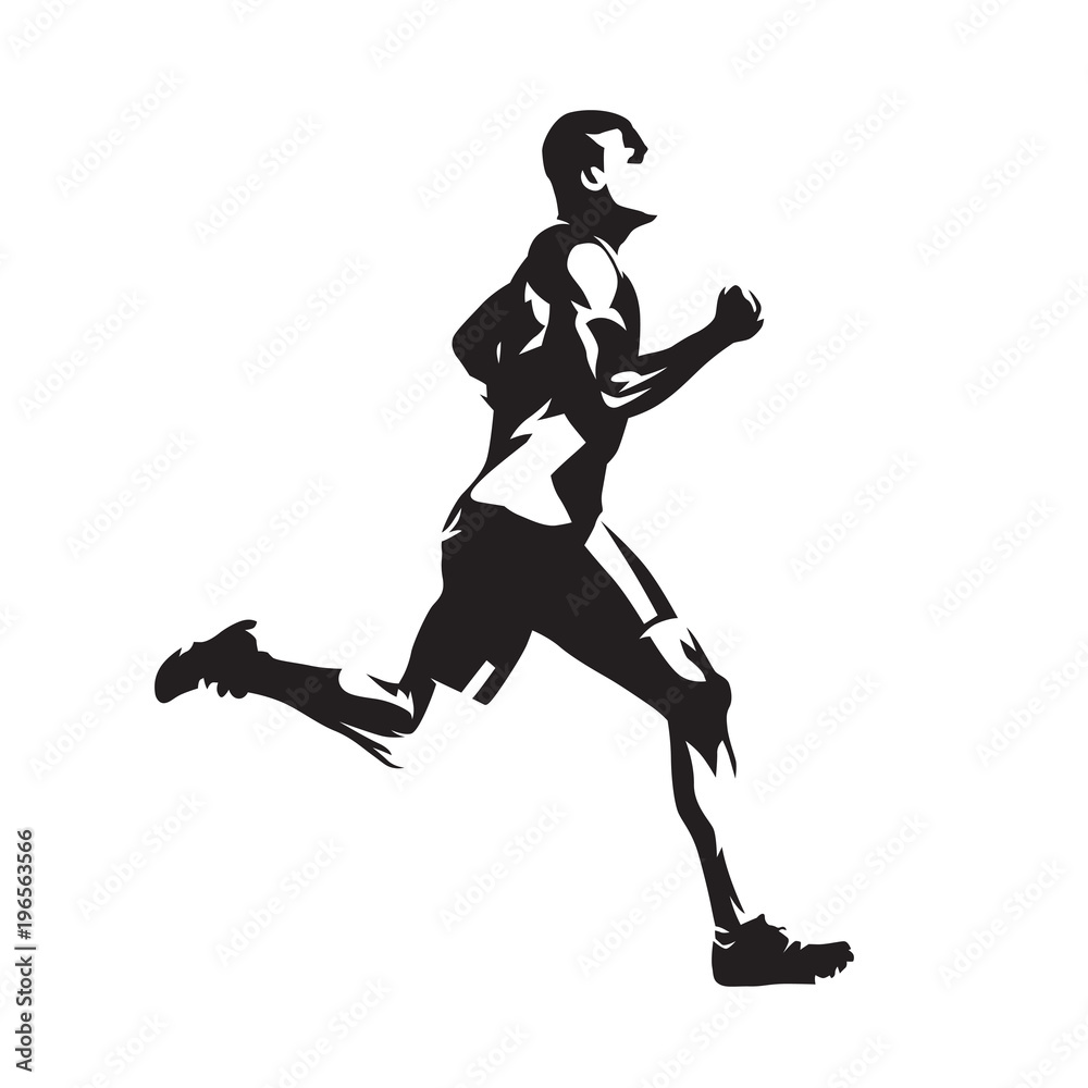 Running man, abstract vector silhouette. Side view Running man, abstract vector silhouette. Side view