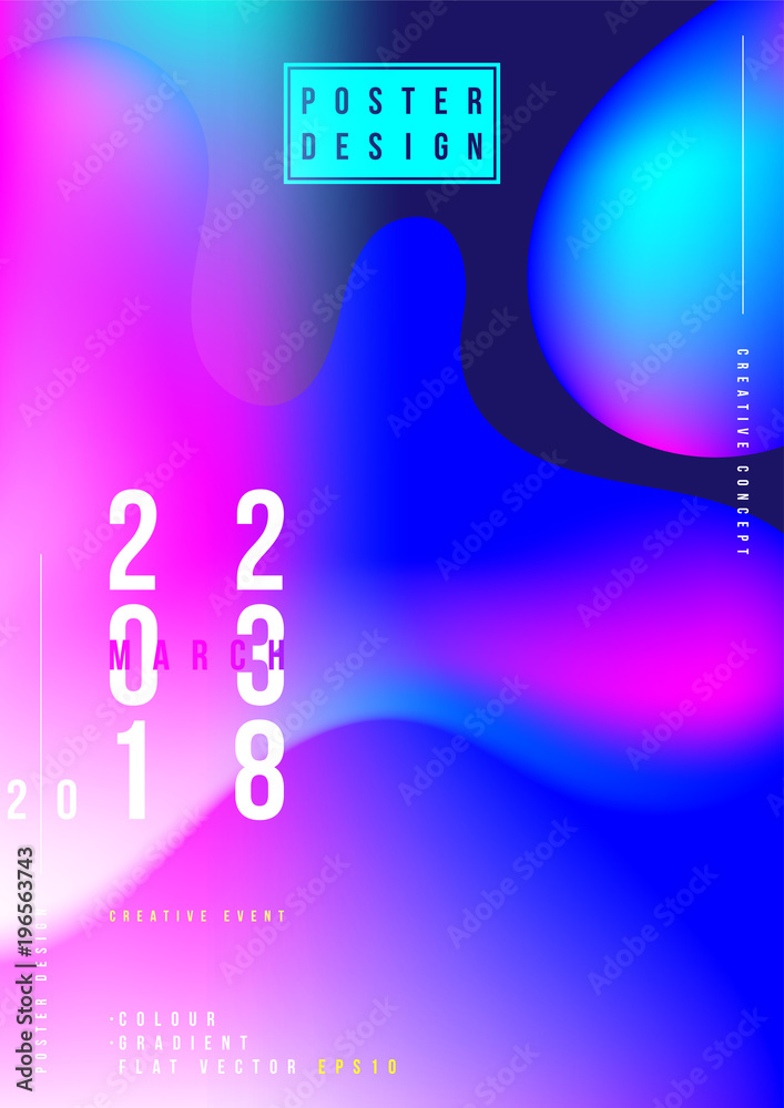 Abstract creative design poster with fluid colorful gradient. Template futuristic cover. Flat vector illustration EPS 10