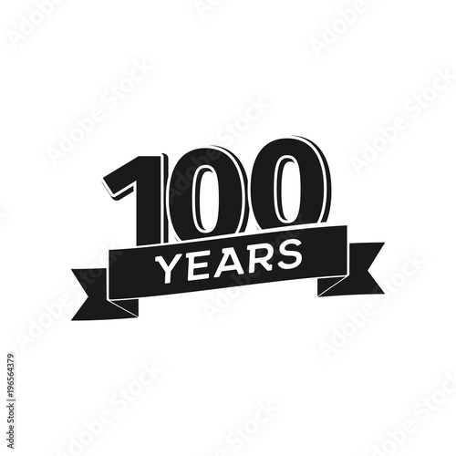 Vector 100 years anniversary logotype. Isolated black logo 100th jubilee on white background