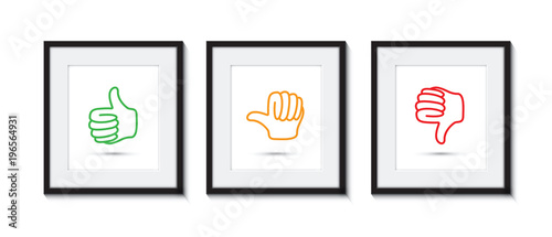 thumbs up and down in picture frames
