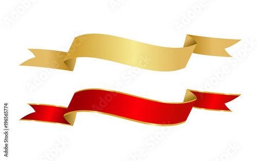 golden and red ribbons.