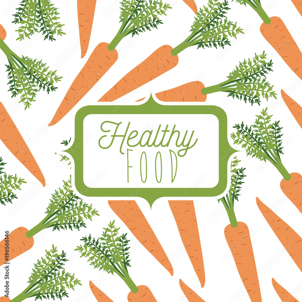 Plakat kolorowy plakat zdrowej żywności z tło wzór ilustracji wektorowych marchew