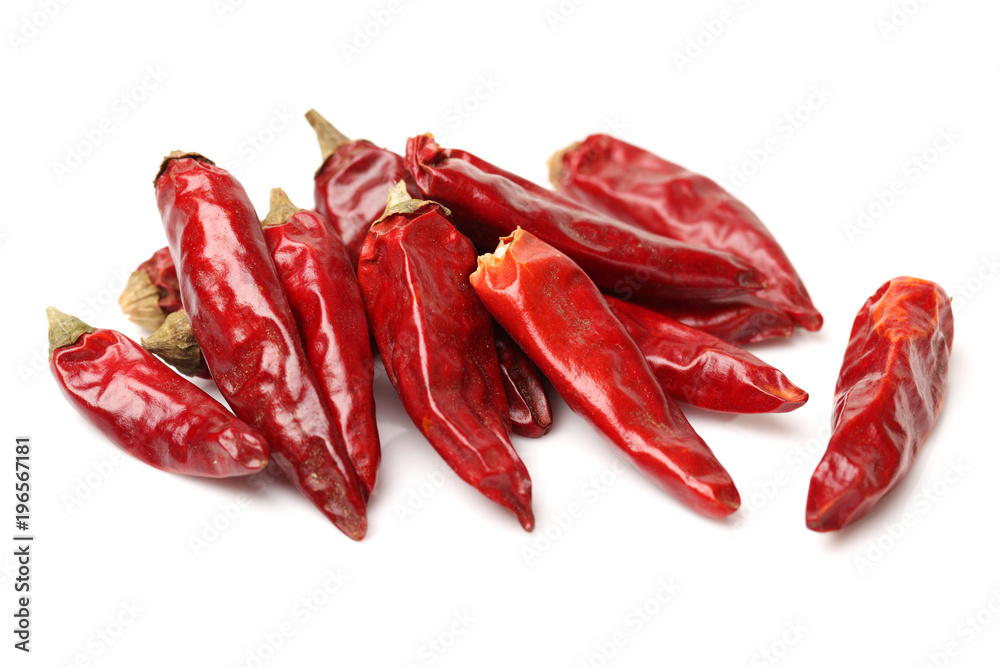 dry red pepper on white background dry red pepper on white background