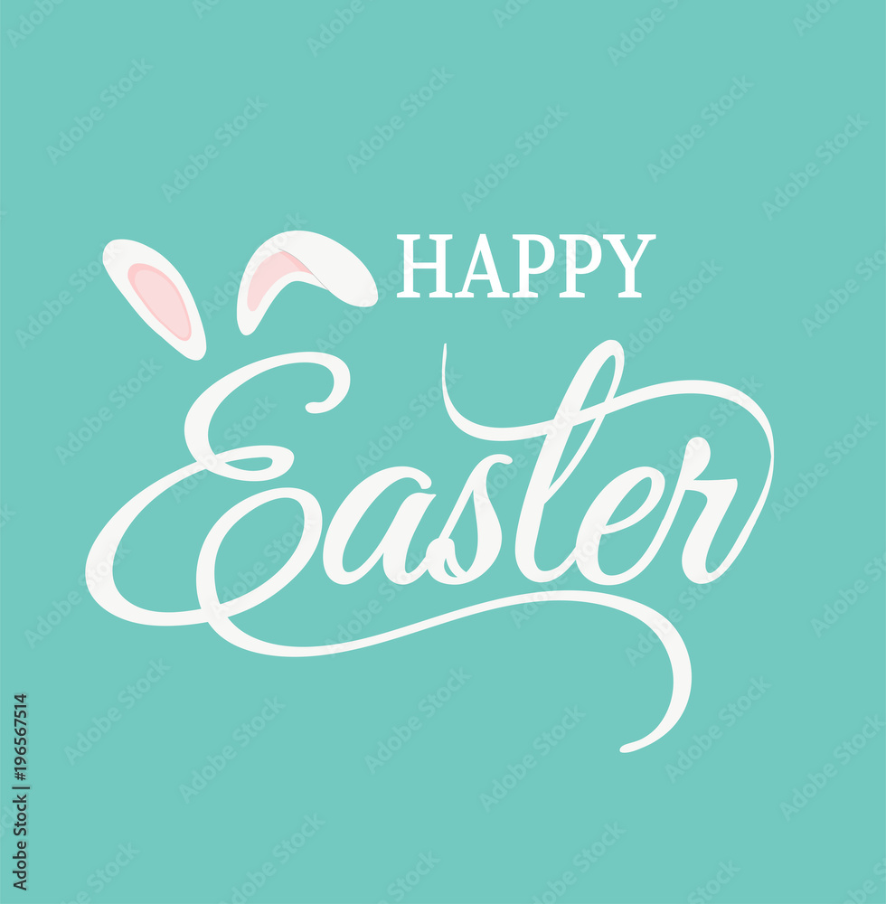 Fototapeta premium Happy Easter Typography with rabbit ears-Easter banner and greeting card template