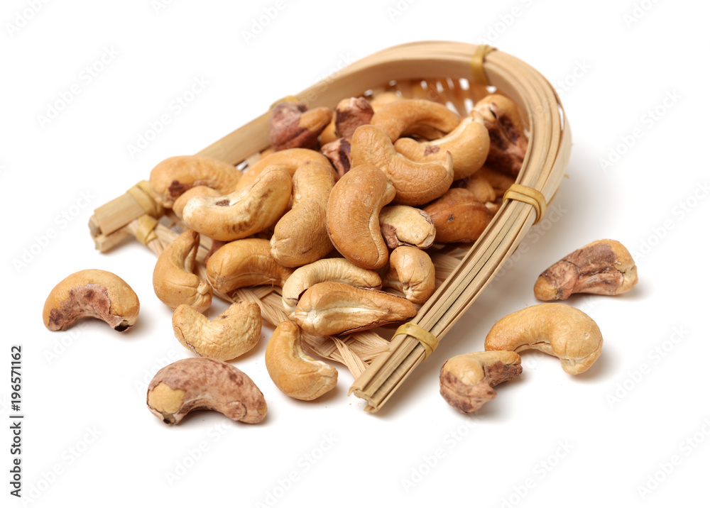 cashew nuts on white background cashew nuts on white background