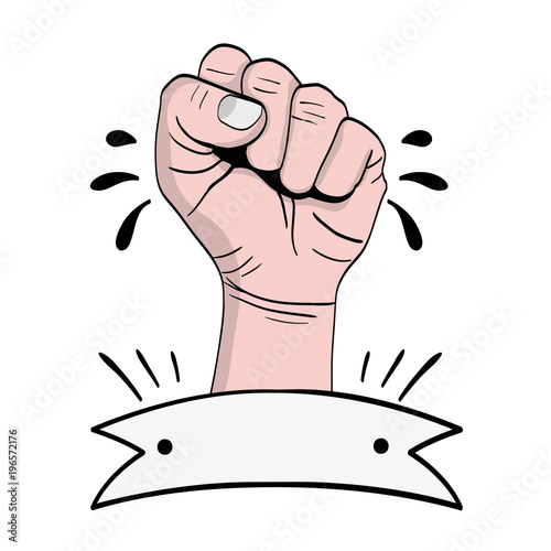 oppose hand protest revolution with ribbon