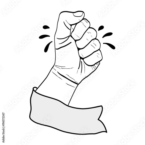 line person hand oppose protest with ribbon