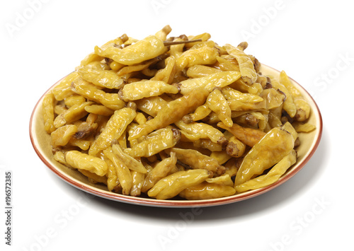 Photos Group Of Hot Pickled Peppers on white background