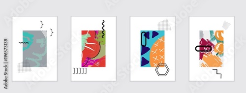 Set of artistic abstract universal card templates
