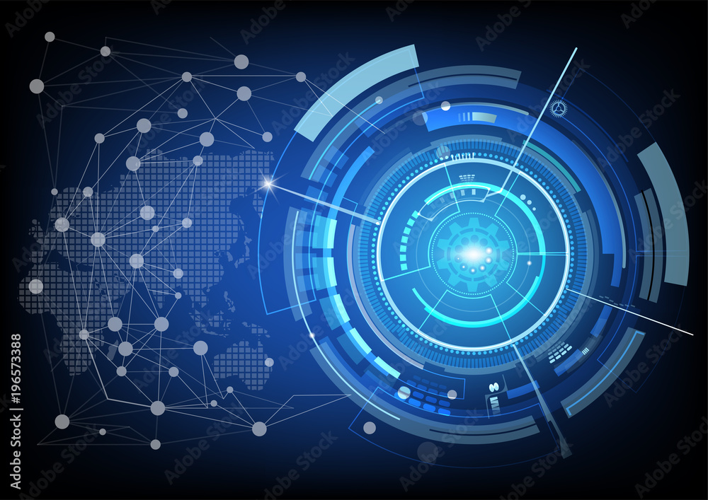 Obraz premium Digital background with modern point global network connection on world, concept of global business. illustrator vector.