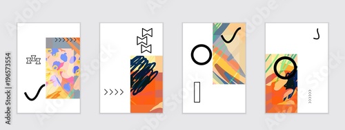 Set of artistic abstract universal card templates