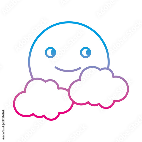 degraded line videogame smile sun charater with clouds