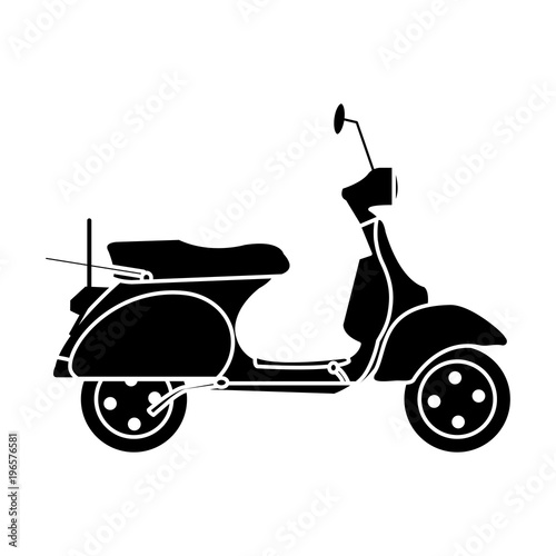 silhouette motocycle transportation travel with mirror and wheels