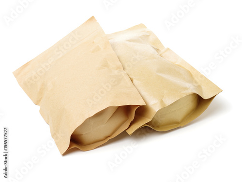 brown paper bags isolated on white background