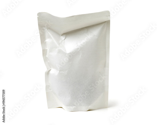 White paper bag isolated on white background