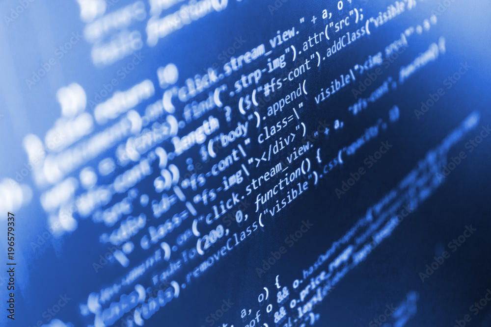 JavaScript code in text editor. Screen of web developing javascript ...