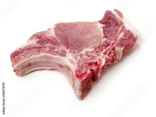 Raw pork rib isolated on whiteboard