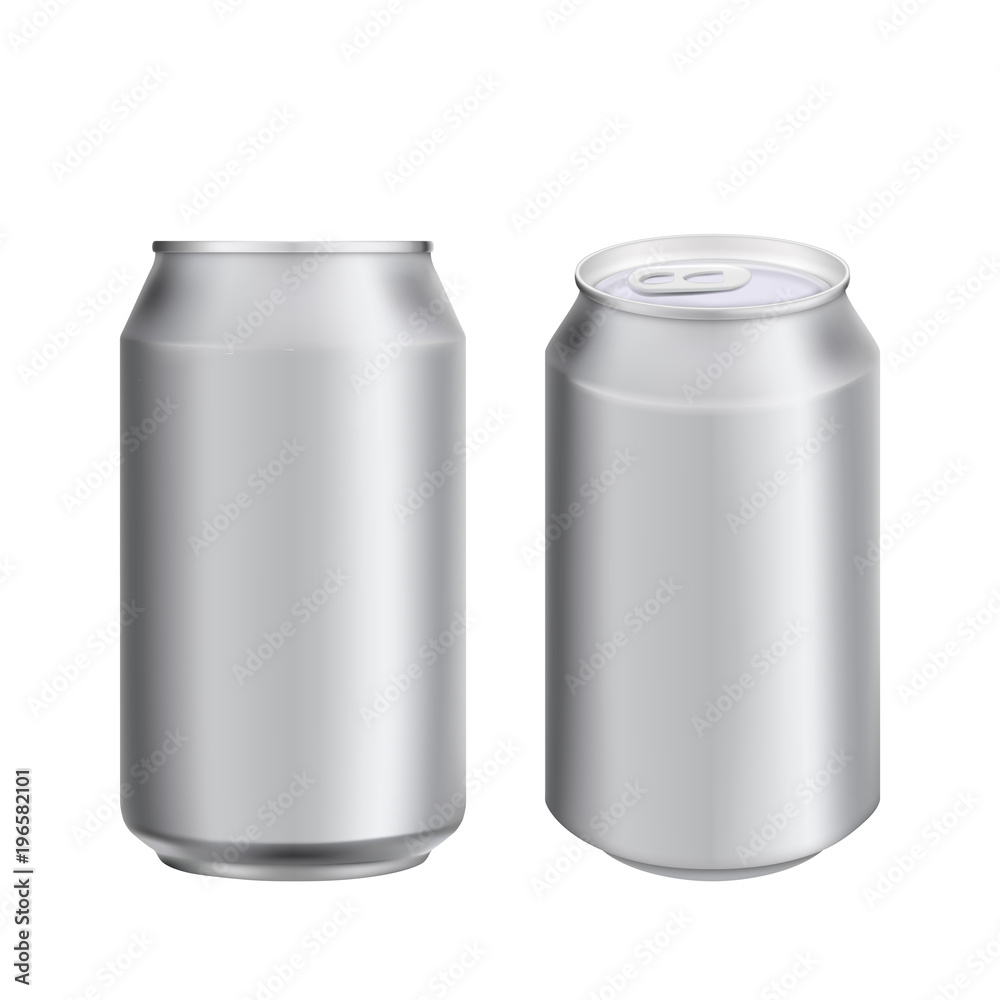 Aluminium can drink soad or beer package template. Realistic 3d mockup. Ready for design. Vector illustration. Aluminium can drink soad or beer package template. Realistic 3d mockup. Ready for design. Vector illustration.