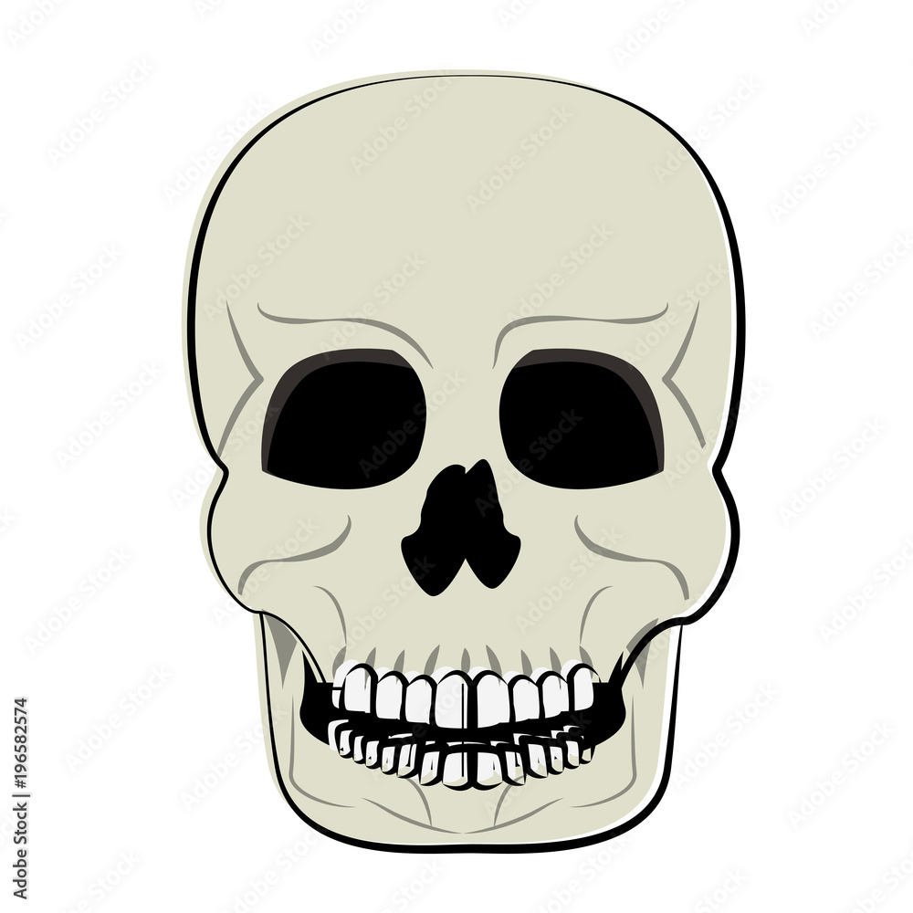 Fototapeta premium Human skull cartoon vector illustration graphic design