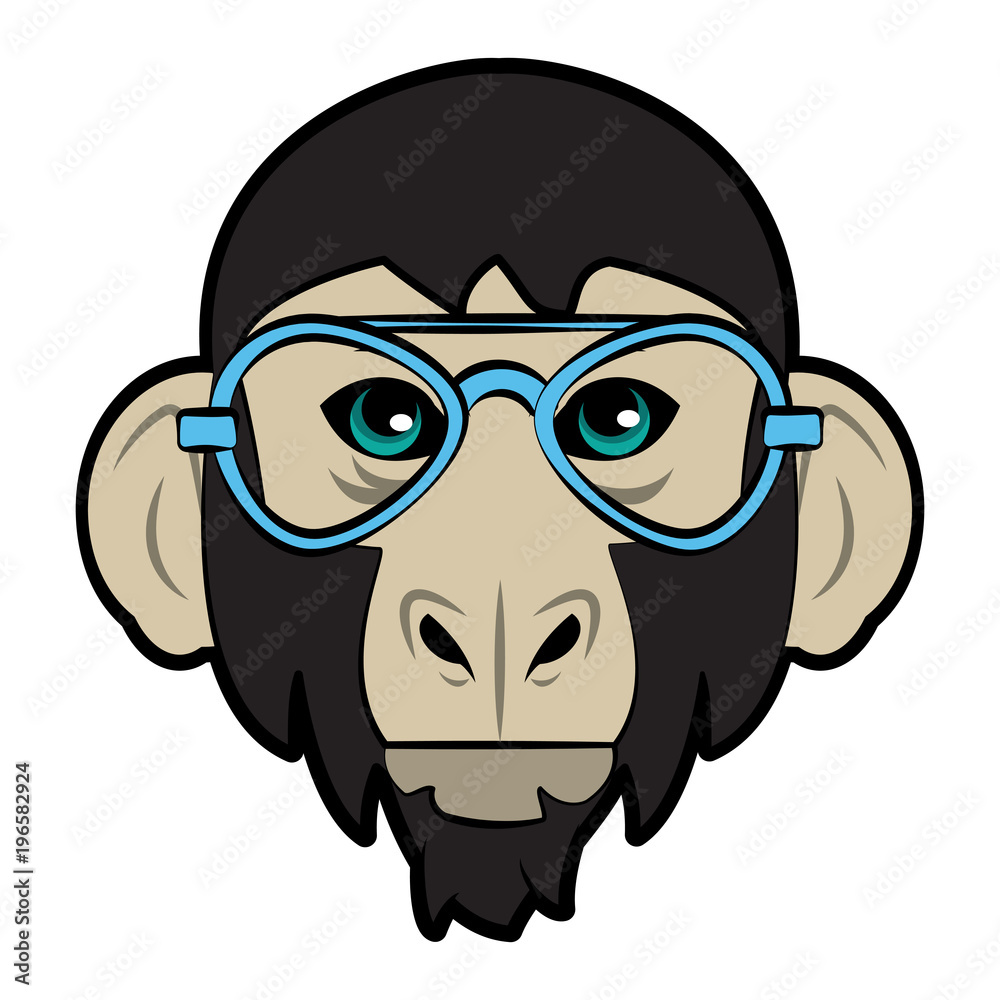 Cool hipster monkey head cartoon vector illustration graphic design Stock  Vector | Adobe Stock