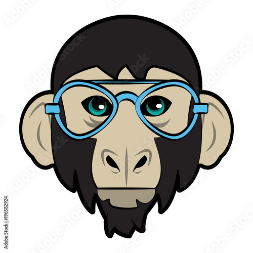Cool hipster monkey head cartoon vector illustration graphic design