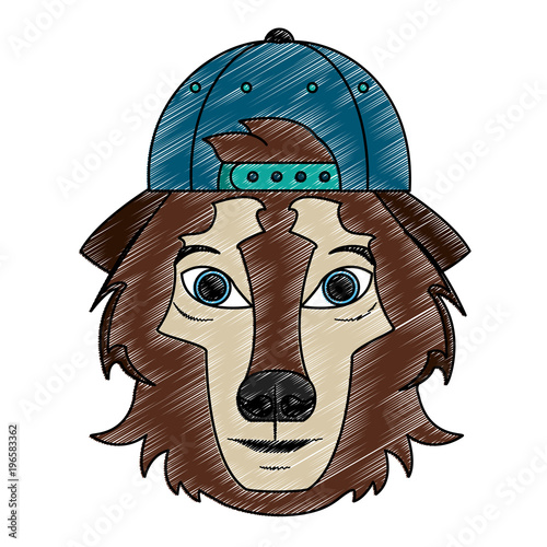 Cool hipster bear head cartoon vector illustration graphic design