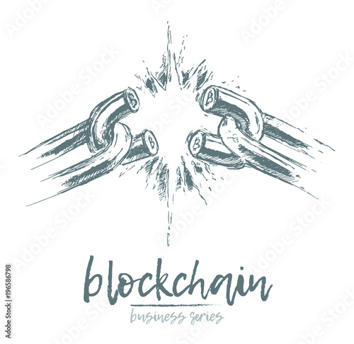 Business concept broken chain blockchain vector