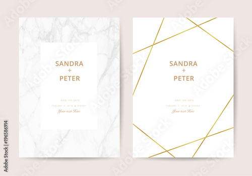 Wedding cards with minimal  texture and gold. Minimal design for cover, banner, invitation, card Branding and identity Vector illustration.