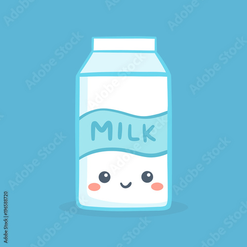 Cute Milk Box Package Carton Vector Illustration Cartoon Character Icon