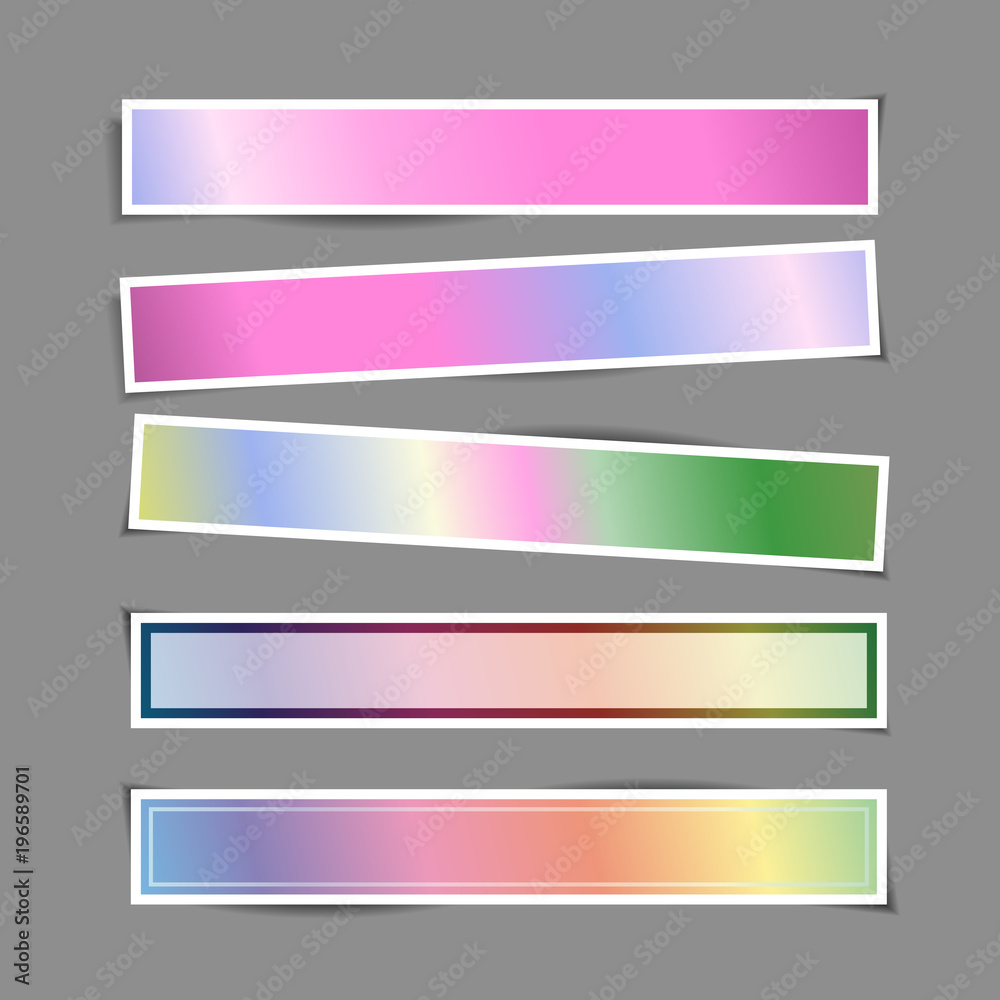 Bright banner paper stickers with shadows