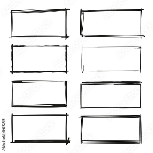 hand drawn diagram elements, arrows, circle and rectangle set