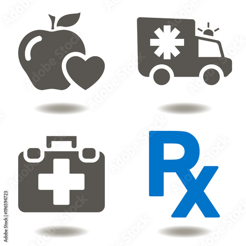 Healthcare Emergency First Aid Ambulance Icon Vector. Medicine Cure Illustration. Medical Service Logo. RX Prescription Health Pharmaceutical Symbol.