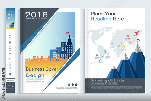 Corporate cover book design template with infographic element, Covers designed for any business topic, Customizing easy to use templates. Add your content easily.