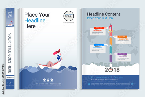 Corporate cover book design template with infographic element, Covers designed for any business topic, Customizing easy to use templates. Add your content easily.
