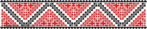 Traditional Romanian folk art knitted embroidery pattern photo