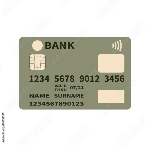 Bank credit or debit detailed card. Vector design template on a white background. Flat style.