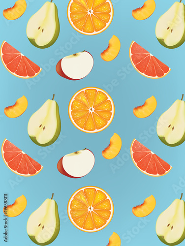 Fototapeta Naklejka Na Ścianę i Meble -  Fruits background, vector
