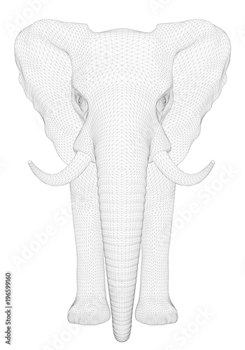 Polygonal 3D elephant