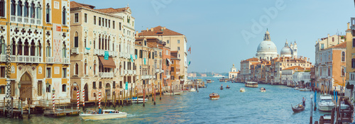 anoramic view of Canal Grande with Basilica di Santa Maria della Salute in Venice, Italy.